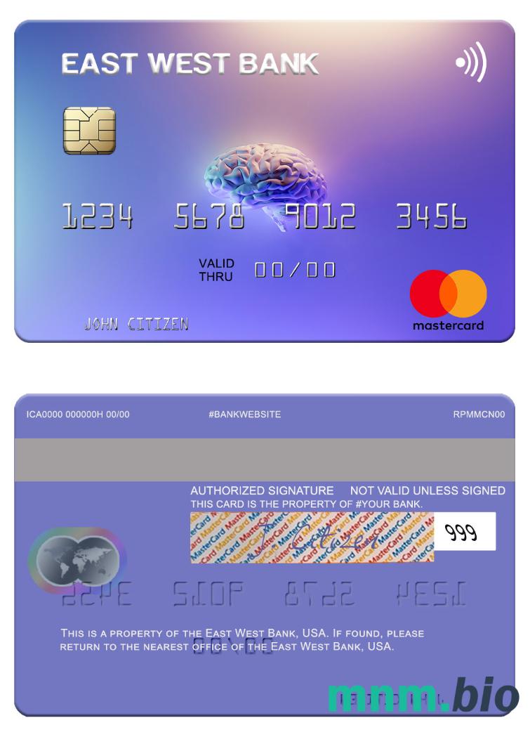 USA East West Bank przykład karty mastercard w formacie PSD